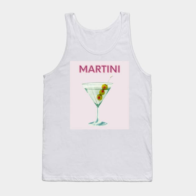 Cute Feminine Y2k Girly Martini Cocktail Print Tank Top by madiwestdal